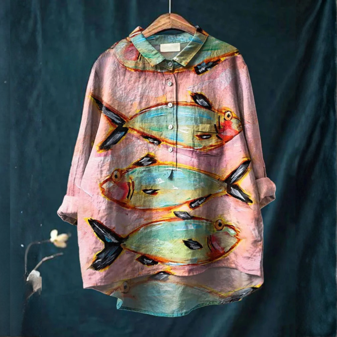 Iris™ | Timeless Printed Linen Blouse