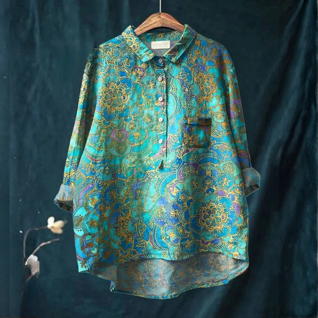 Alessa™ | Sophisticated Patterned Linen Shirt