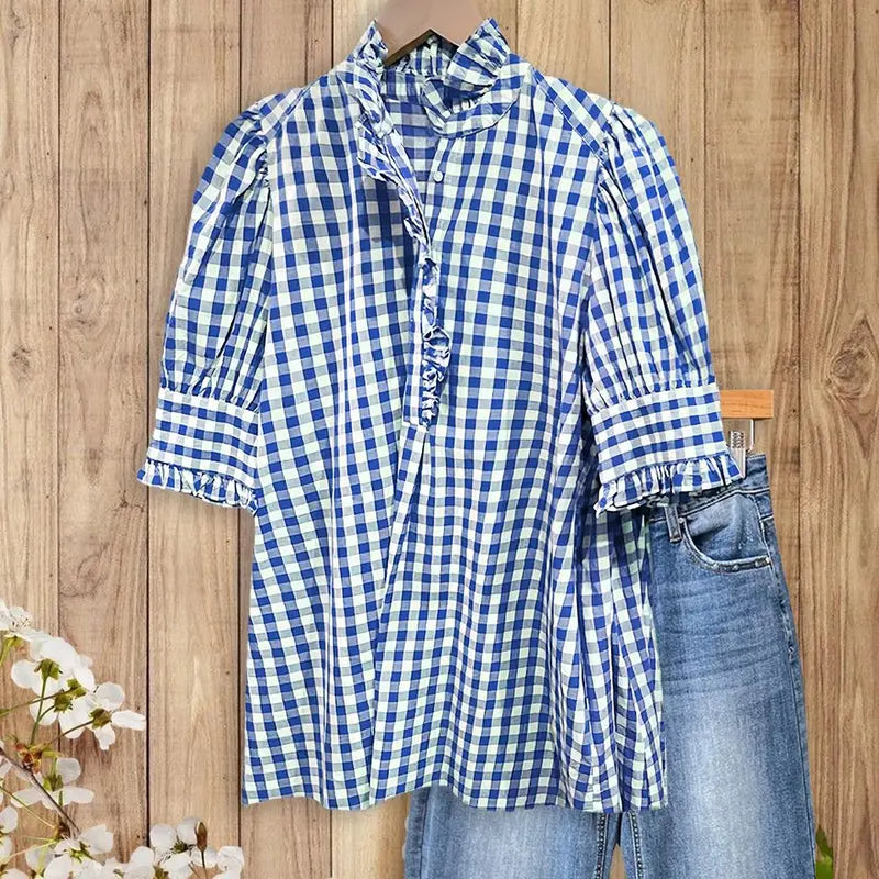 Clara Gingham - Ruffle Blouse