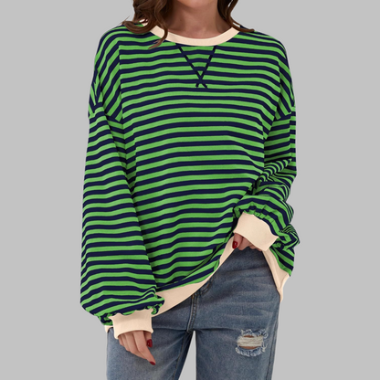 aiko | Classic Striped Crewneck Long-Sleeve Sweatshirt