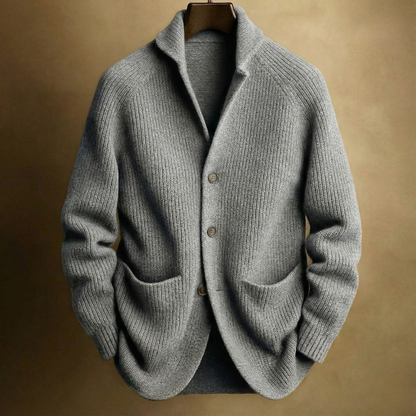 SILVORO - MEN’S RIBBED WOOL CARDIGAN