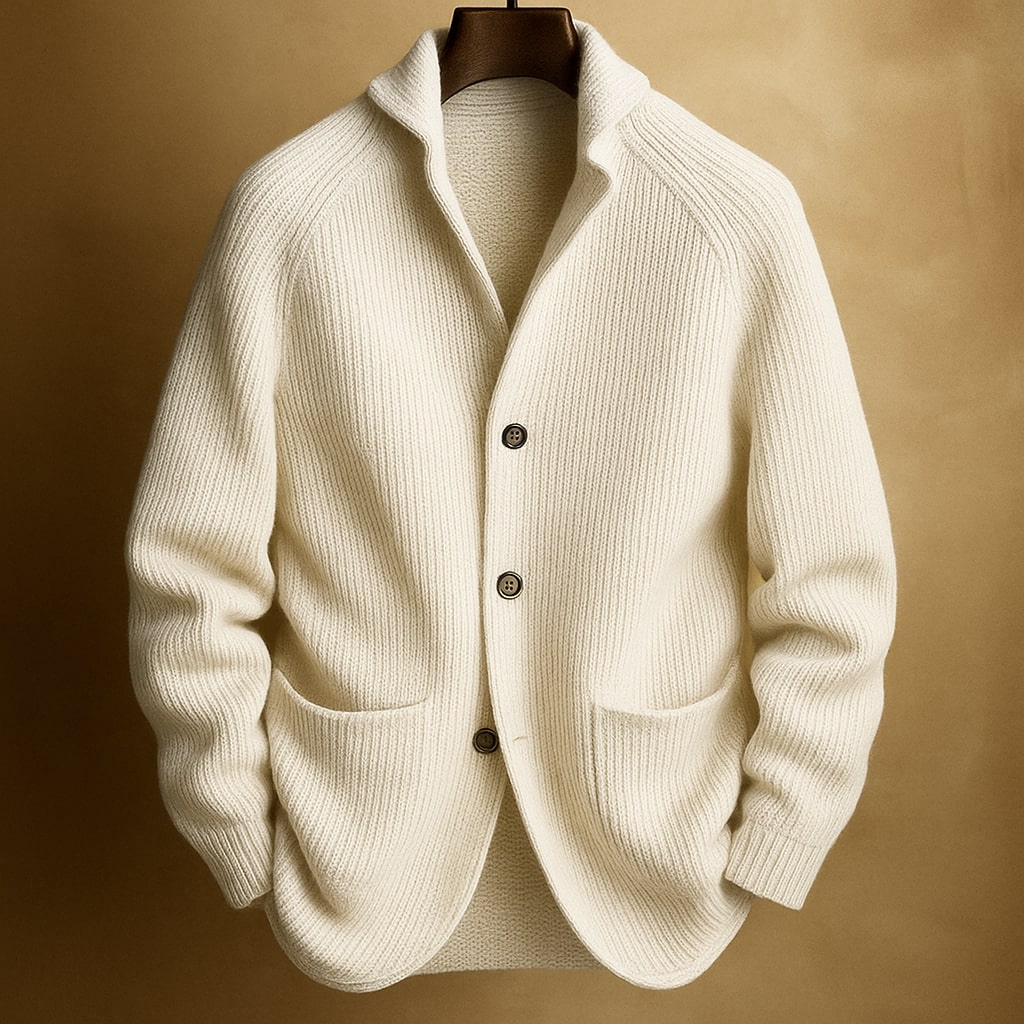 SILVORO - MEN’S RIBBED WOOL CARDIGAN
