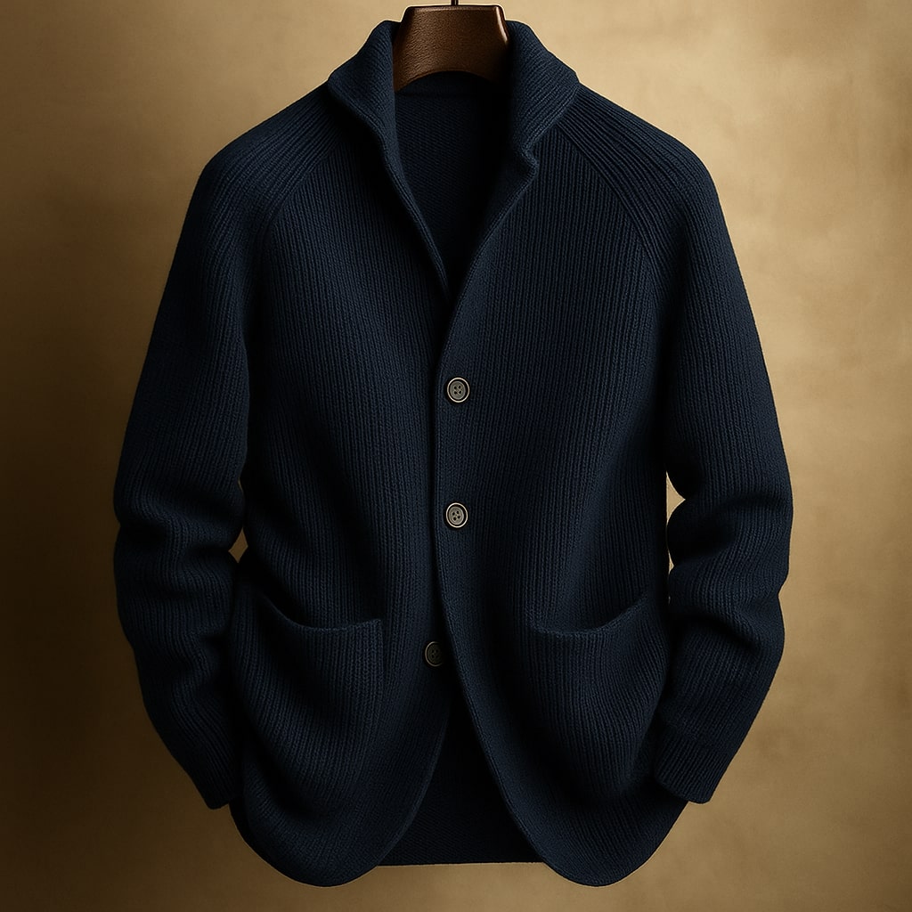 SILVORO - MEN’S RIBBED WOOL CARDIGAN