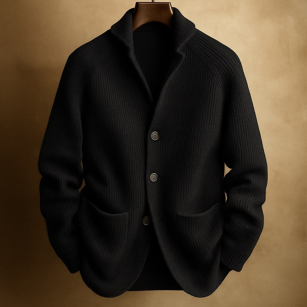 SILVORO - MEN’S RIBBED WOOL CARDIGAN