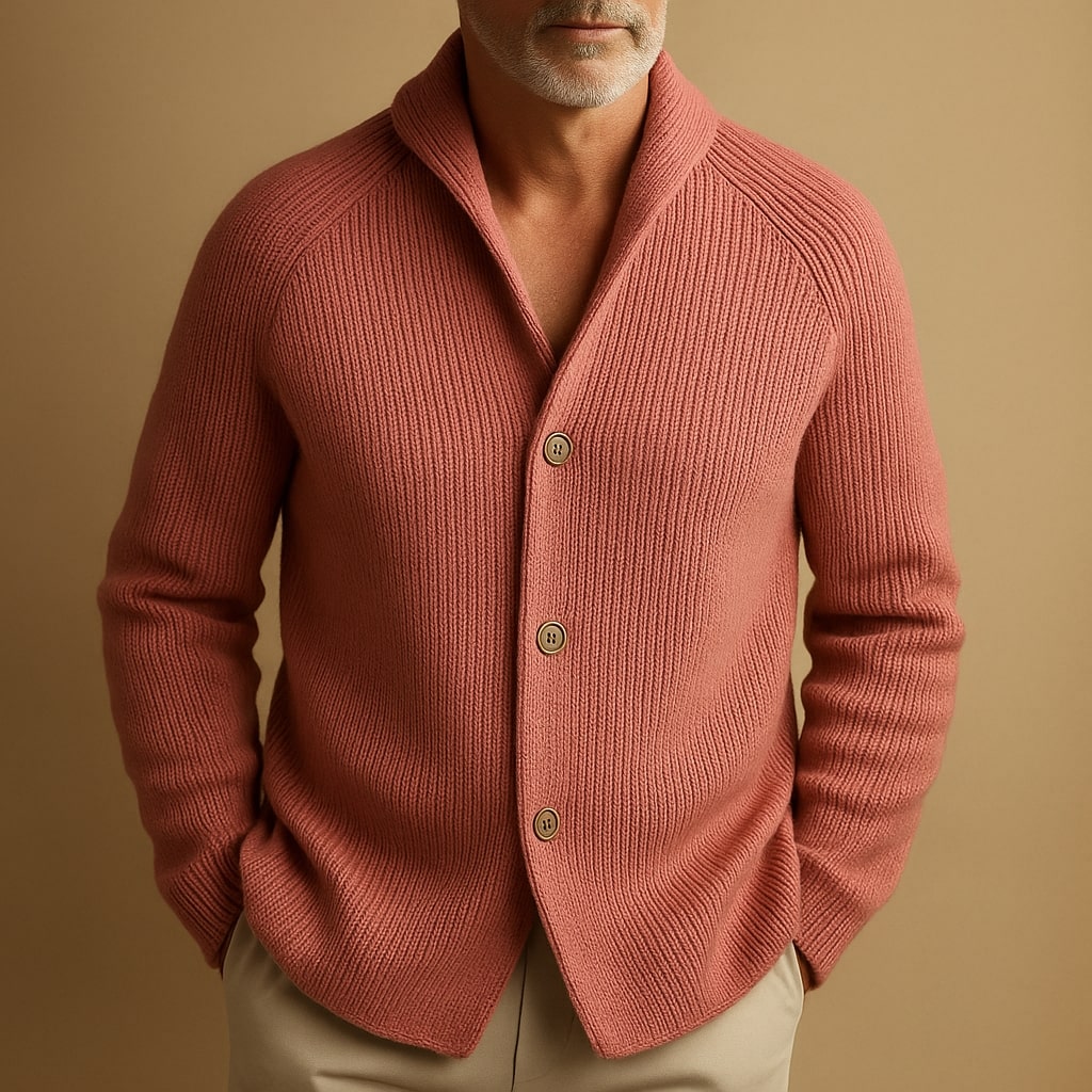 SILVORO - MEN’S RIBBED WOOL CARDIGAN
