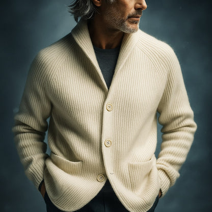 SILVORO - MEN’S RIBBED WOOL CARDIGAN