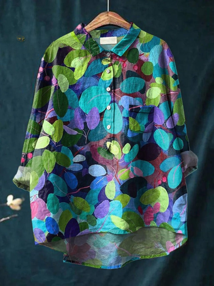 Elara™ | Timeless Printed Linen Blouse