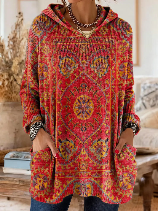 Alice - Retro Ethnic Print Hooded Tunic